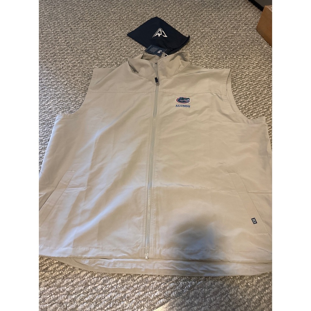 Cutter & Buck Mens Florida Gators Alumni Charter Eco Vest Tan XXL New With Tags
